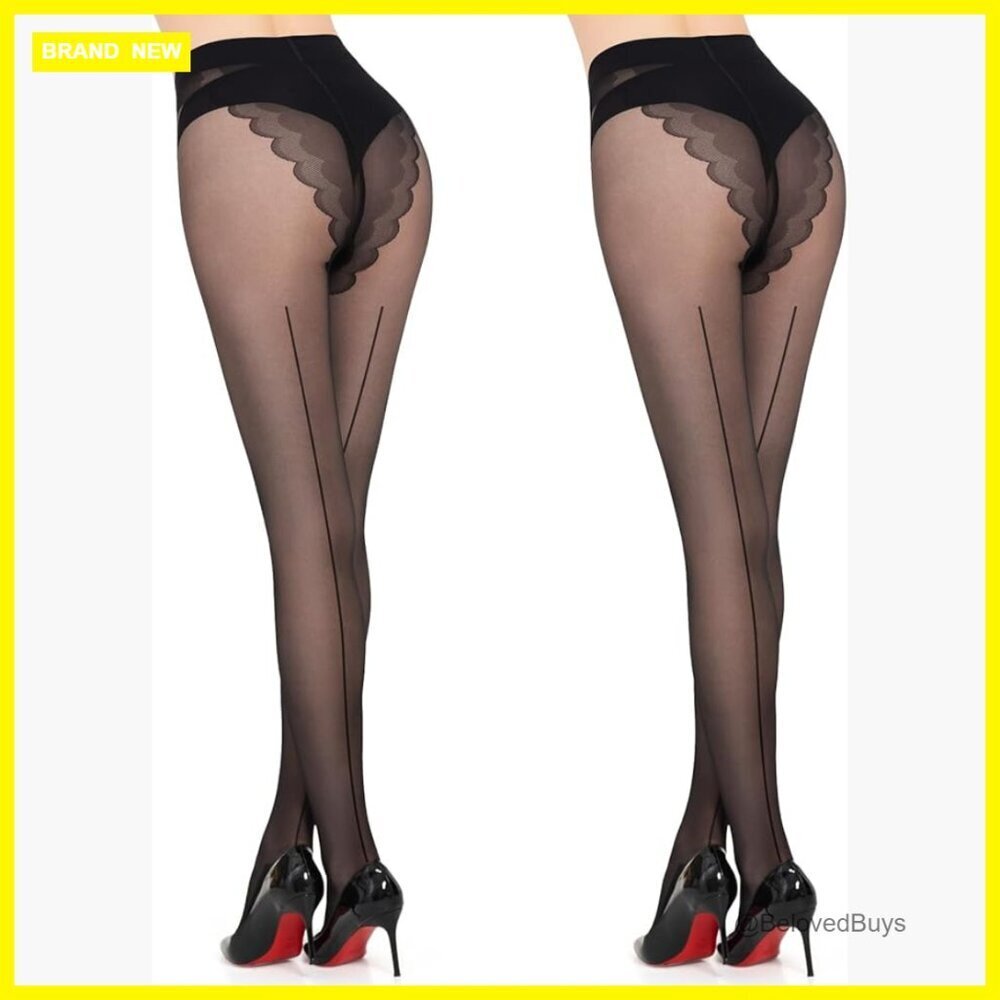 Sheer Backseam Tights 20 Denier Nylon Pantyhose Medium/Large